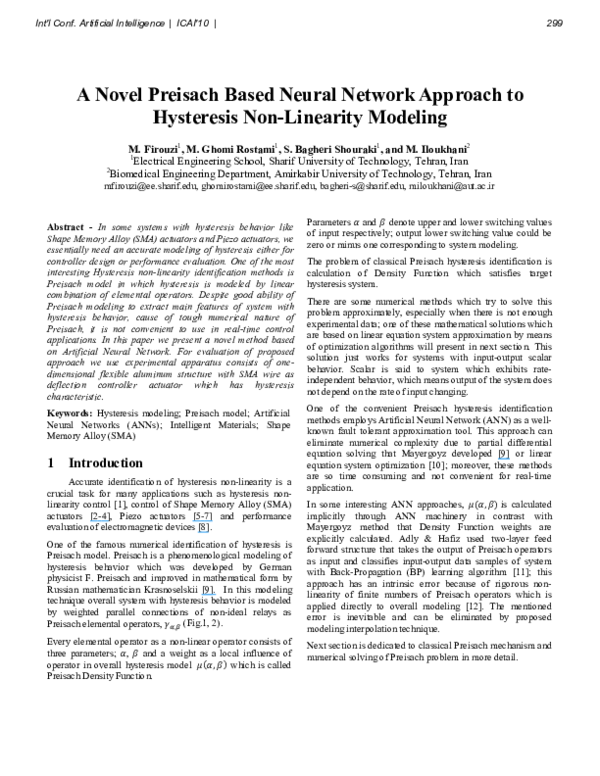 (PDF) A Novel Preisach Based Neural Network Approach to Hysteresis Non ...