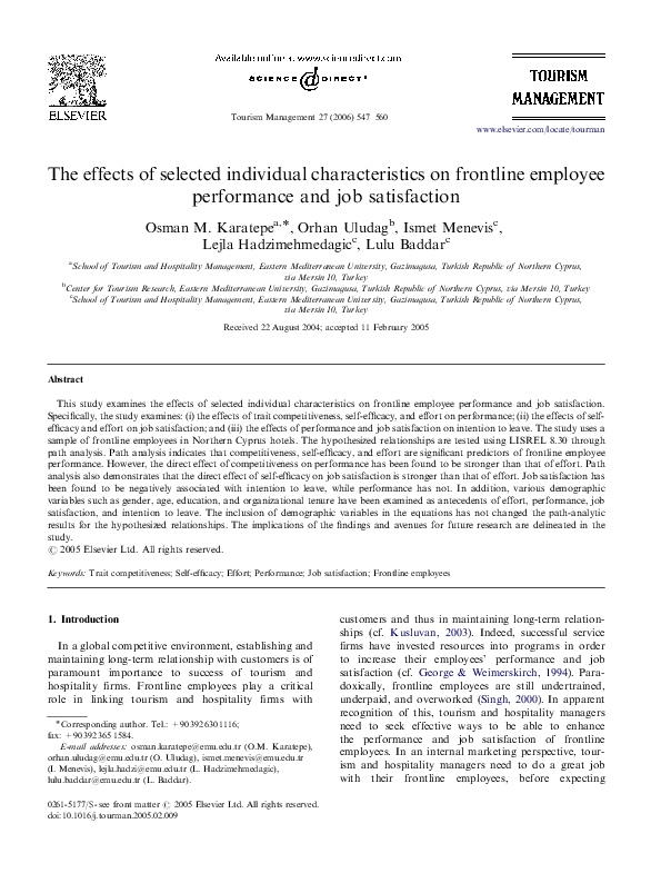 (PDF) The effects of selected individual characteristics on frontline ...