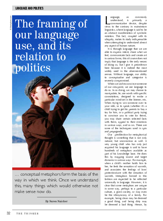 (PDF) The Framing of our Language use and its relation to Politics