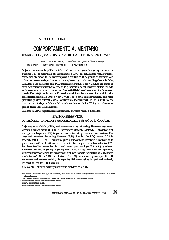 (PDF) Eating Behavior Development, Validity and Reliability of a ...