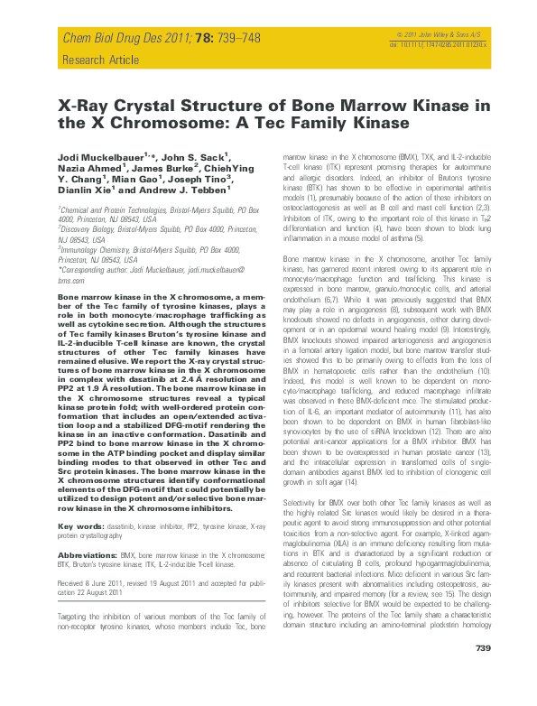 (PDF) X-Ray Crystal Structure of Bone Marrow Kinase in the X Chromosome ...