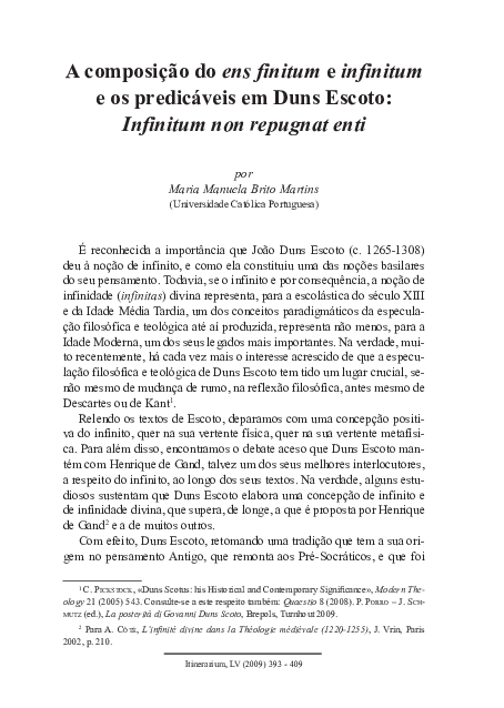 (PDF) A composição do «ens finitum» e «infinitum» e os predicáveis em ...