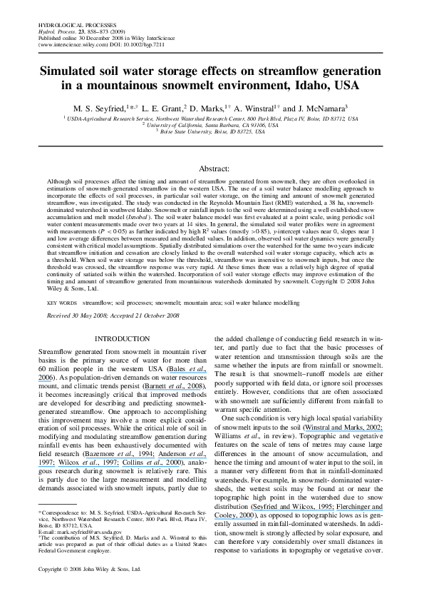 (PDF) Simulated soil water storage effects on streamflow generation in ...