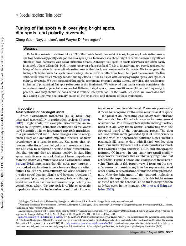 (PDF) Tuning of flat spots with overlying bright spots, dim spots, and ...