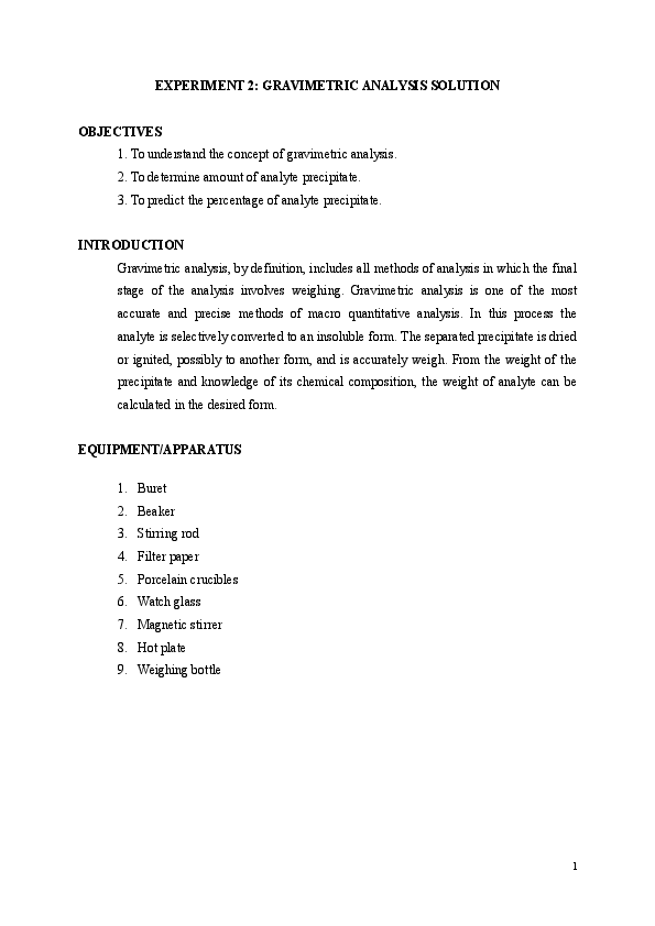 Gravimetric analysis essay image