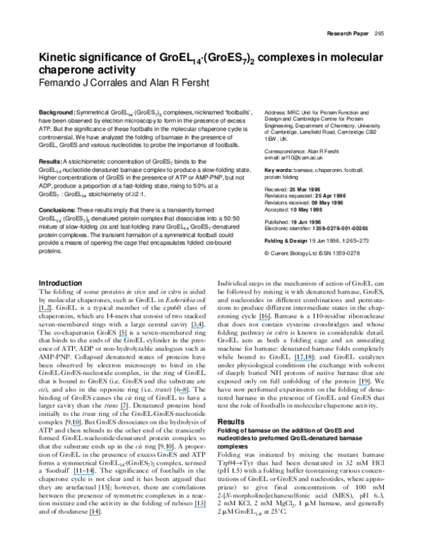 Role of molecular chaperones in protein folding picture