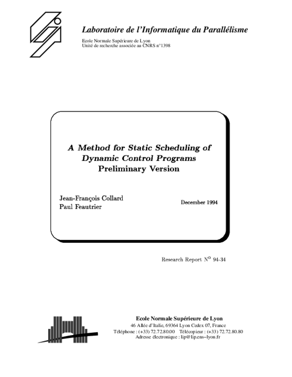 (PDF) A method for static scheduling of dynamic control programs