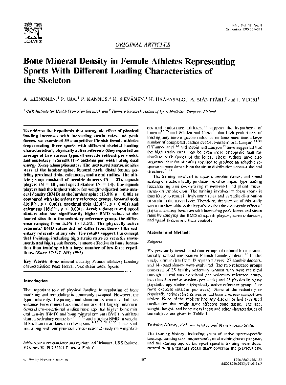 (PDF) Bone mineral density in female athletes representing sports with ...