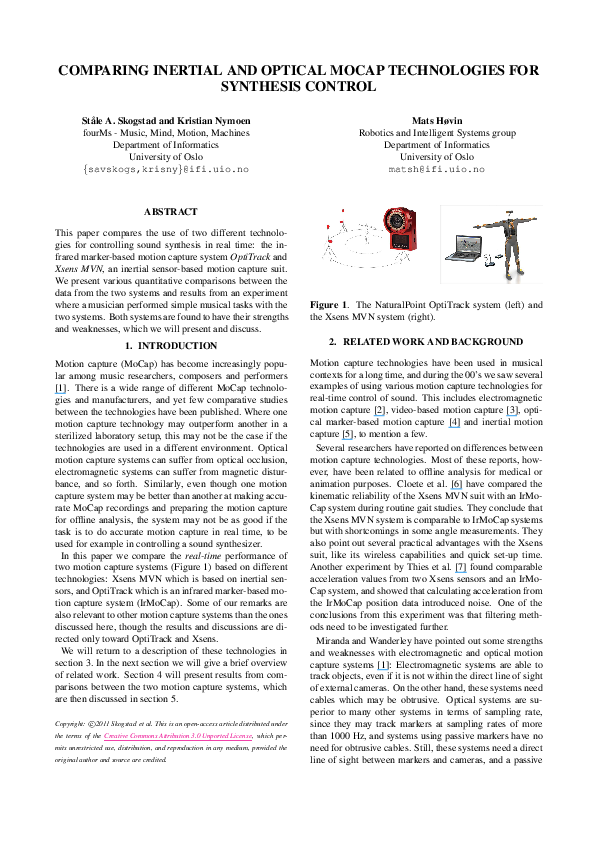 (PDF) Comparing Inertial and Optical MoCap Technologies for Synthesis ...