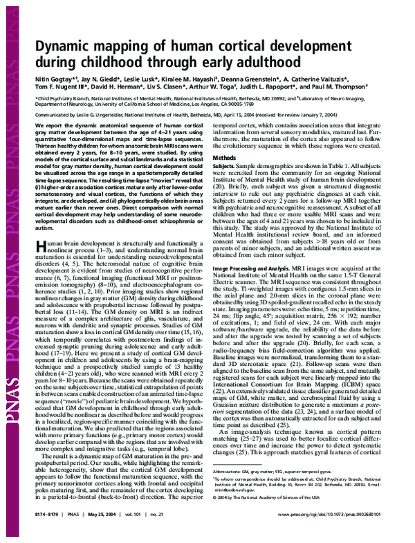 (PDF) From the Cover: Dynamic mapping of human cortical development ...