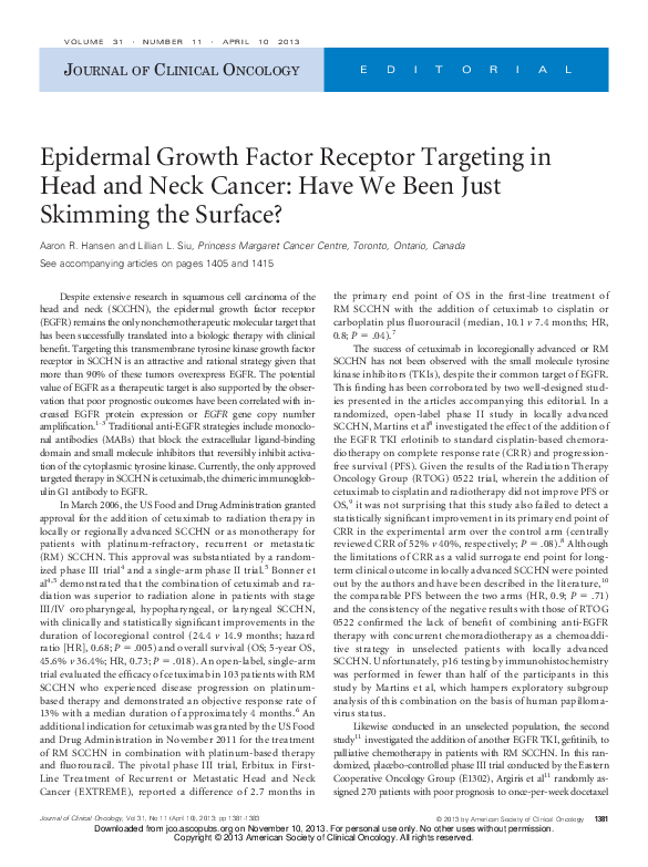 (PDF) Epidermal growth factor receptor targeting in cancer: a review of ...