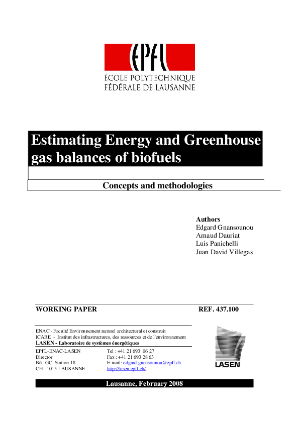 (PDF) Estimating Energy and Greenhouse gas balances of biofuels ...
