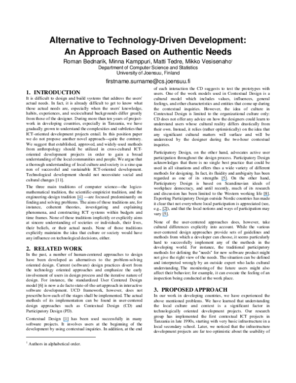 (PDF) Alternative to Technology-Driven Development: An Approach Based ...