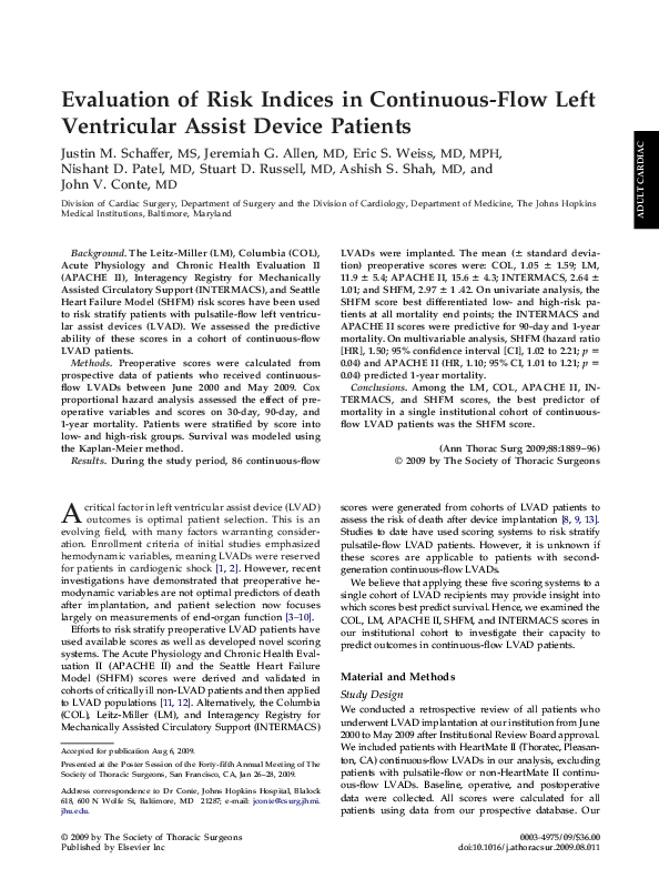 (PDF) Evaluation of Risk Indices in Continuous-Flow Left Ventricular ...