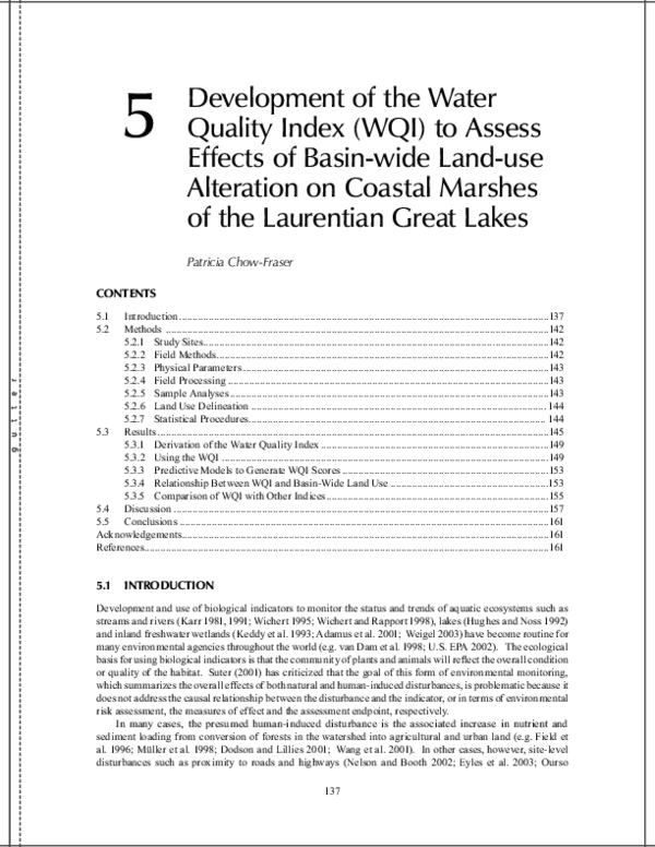 (PDF) Development of the Water Quality Index (WQI) to assess effects of ...