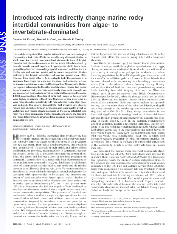 (PDF) Introduced rats indirectly change marine rocky intertidal ...