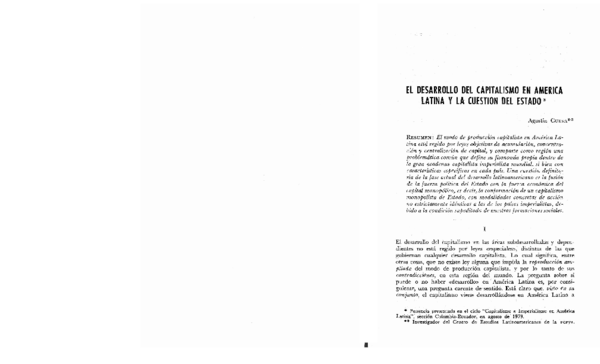 (PDF) EL DESARROLLO DEL CAPITALiSMO EN· AMERICA LATINA YLA CUESTION DEL