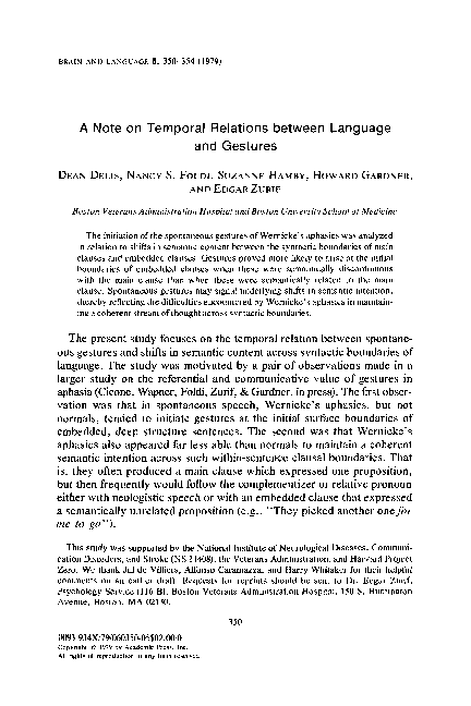 (PDF) A note on temporal relations between language and gestures