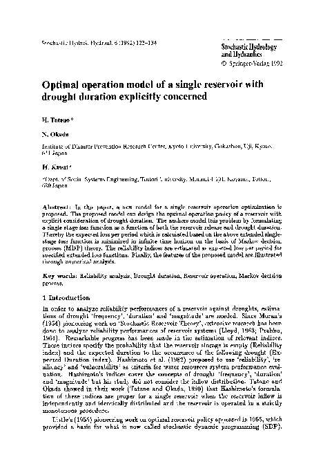 (PDF) Optimal operation model of a single reservoir with drought ...