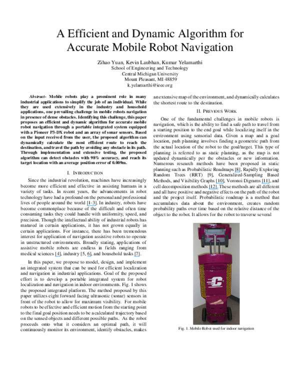 (PDF) A Efficient and Dynamic Algorithm for Accurate Mobile Robot ...
