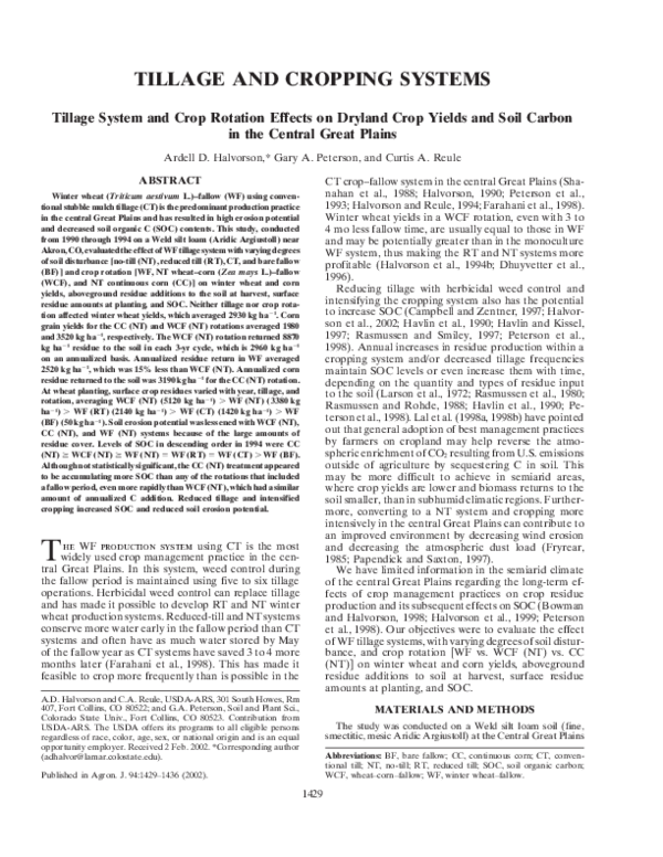 (PDF) Tillage System and Crop Rotation Effects on Dryland Crop Yields ...