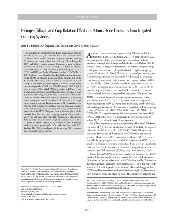 (PDF) Nitrogen, Tillage, and Crop Rotation Effects on Nitrous Oxide ...