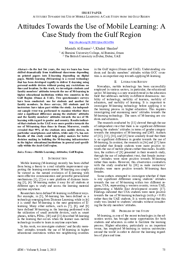(PDF) Attitudes Towards the Use of Mobile Learning: A Case Study from ...