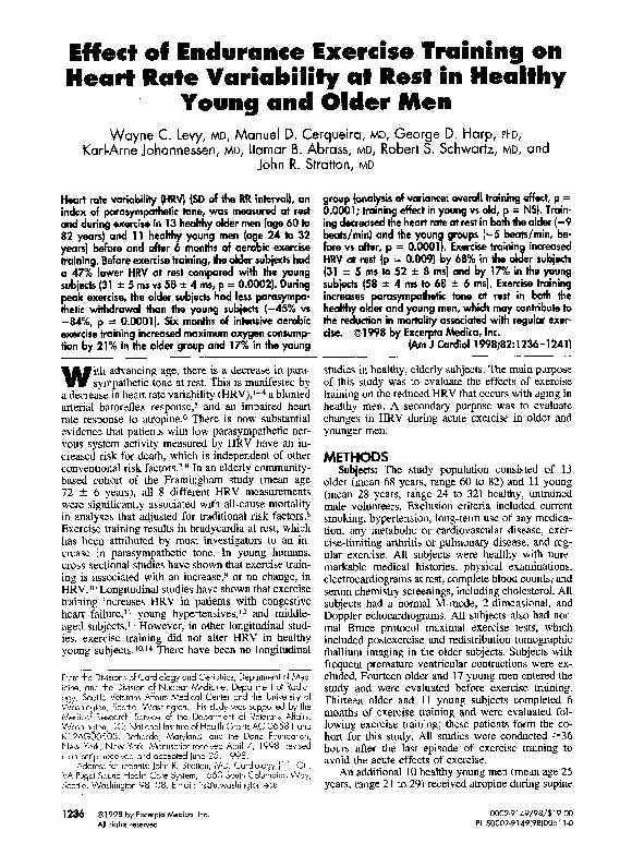 (PDF) Effect of endurance exercise training on heart rate variability ...