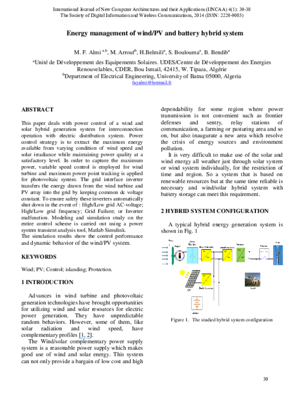 (PDF) Energy management of wind/PV and battery hybrid system with ...