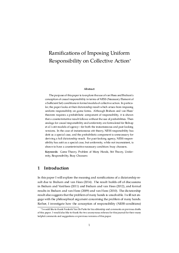 (PDF) Ramifications of Imposing Uniform Responsibility on Collective