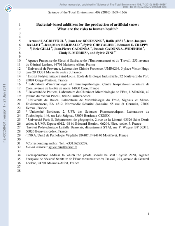 (PDF) Bacterialbased additives for the production of artificial snow