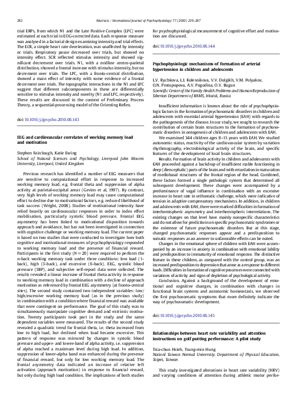(PDF) EEG and cardiovascular correlates of working memory load and ...