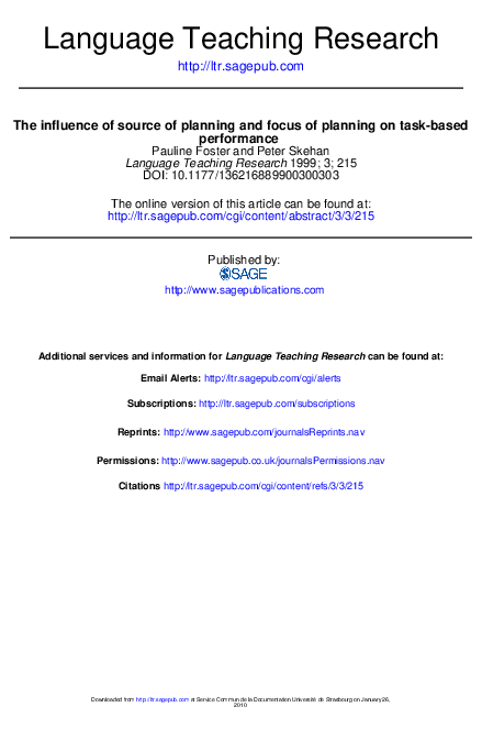 (PDF) The influence of source of planning and focus of planning on task ...