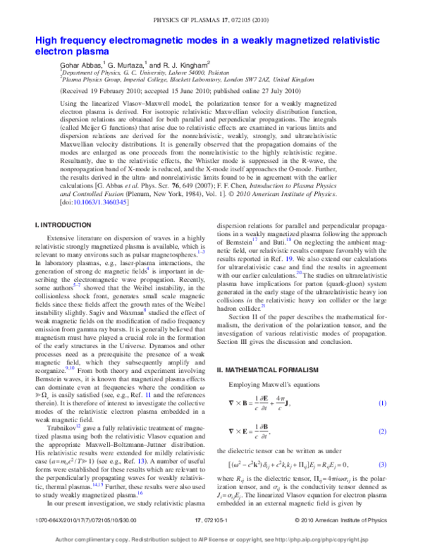 BURST HIGH vol.1-3, vol.7, vol.16　6冊 PDF) High frequency electromagnetic modes in a weakly magnetized