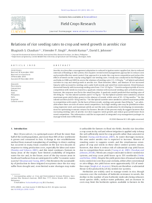 (PDF) Relations of rice seeding rates to crop and weed growth in ...