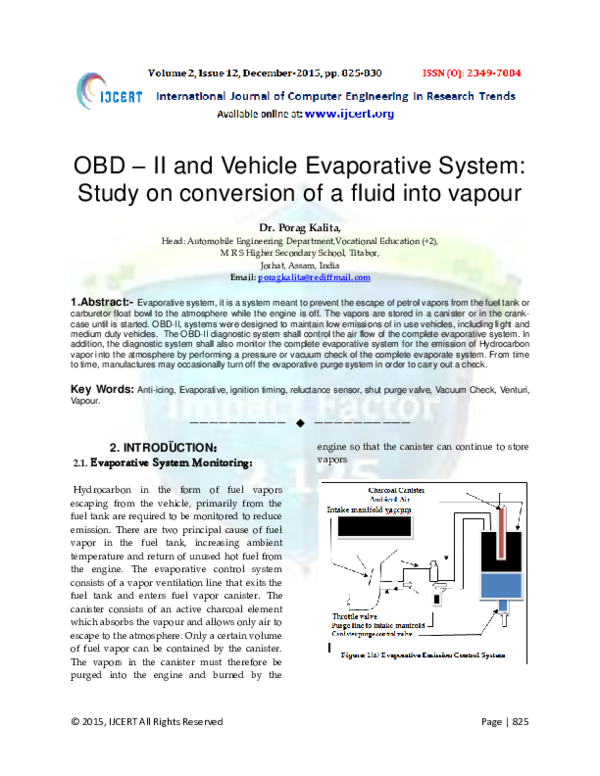 (PDF) OBD II and Vehicle Evaporative System Study on conversion of a