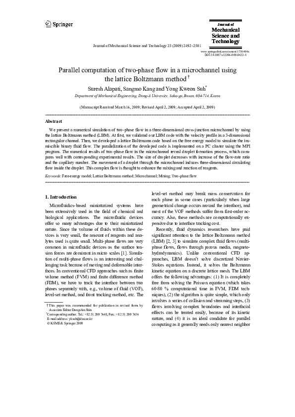 (PDF) Parallel computation of twophase flow in a microchannel using