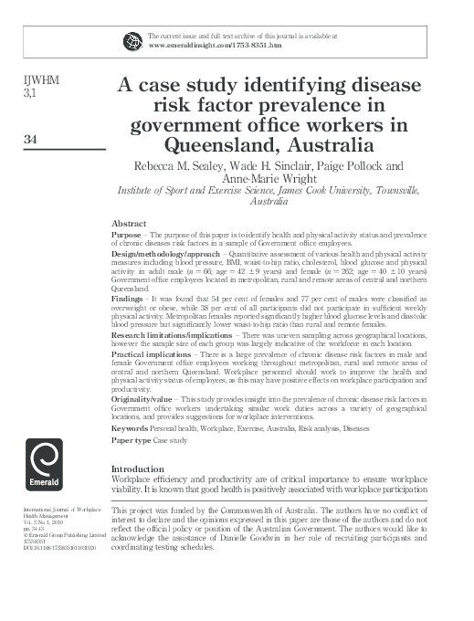 (PDF) A case study identifying disease risk factor prevalence in ...