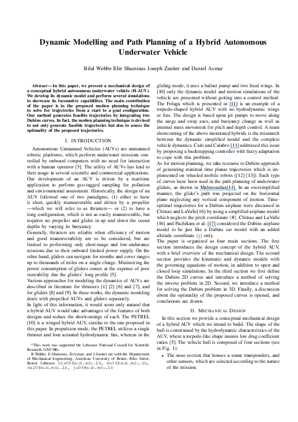(PDF) Dynamic Modelling and Path Planning of a Hybrid Autonomous ...