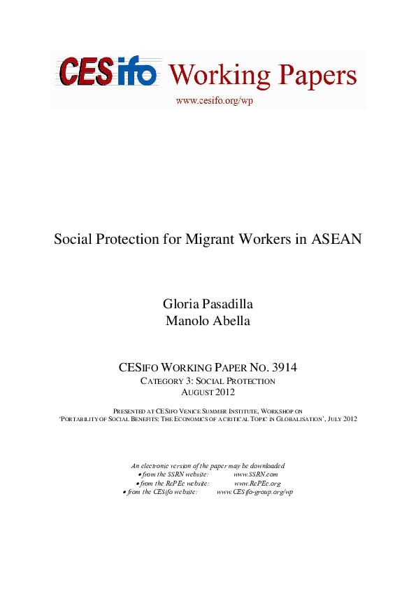 (PDF) Social Protection for Migrant Workers in ASEAN