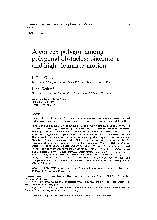 (PDF) A Convex Polygon Among Polygonal Obstacles: Placement and High ...