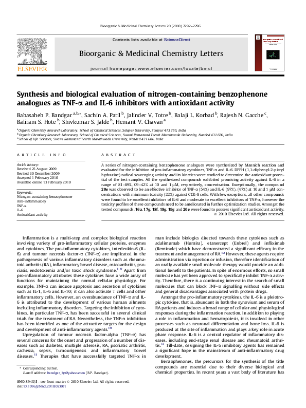 (PDF) Synthesis and biological evaluation of nitrogen-containing ...