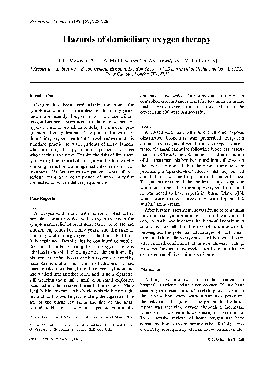 (PDF) Hazards of domiciliary oxygen therapy Julian McGlashan