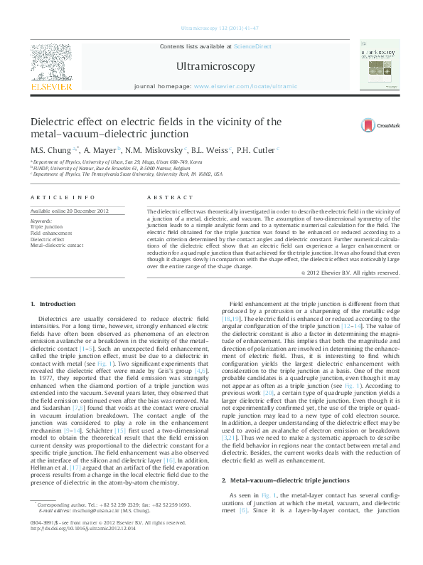(PDF) Dielectric effect on electric fields in the vicinity of the metal ...