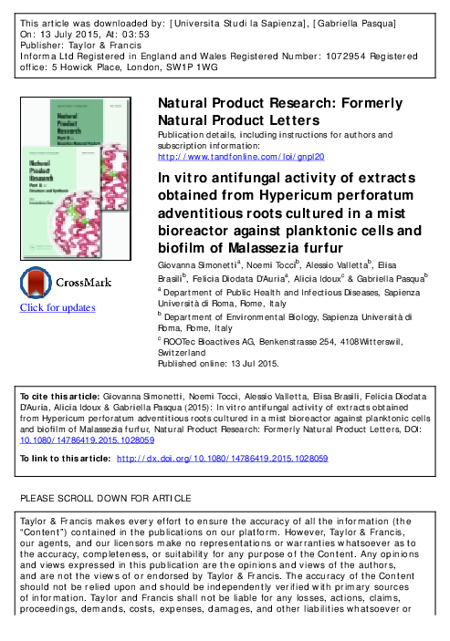 (PDF) In vitro antifungal activity of extracts obtained from Hypericum ...