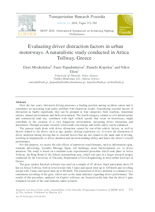 (PDF) Evaluating Driver Distraction Factors in Urban Motorways. A ...