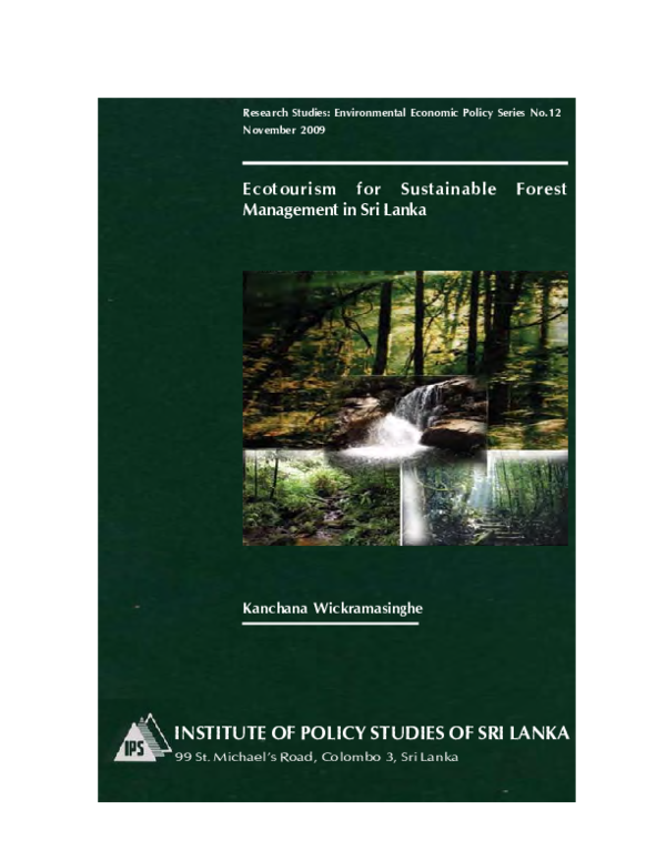 (PDF) Ecotourism for Sustainable Forest Management in Sri Lanka