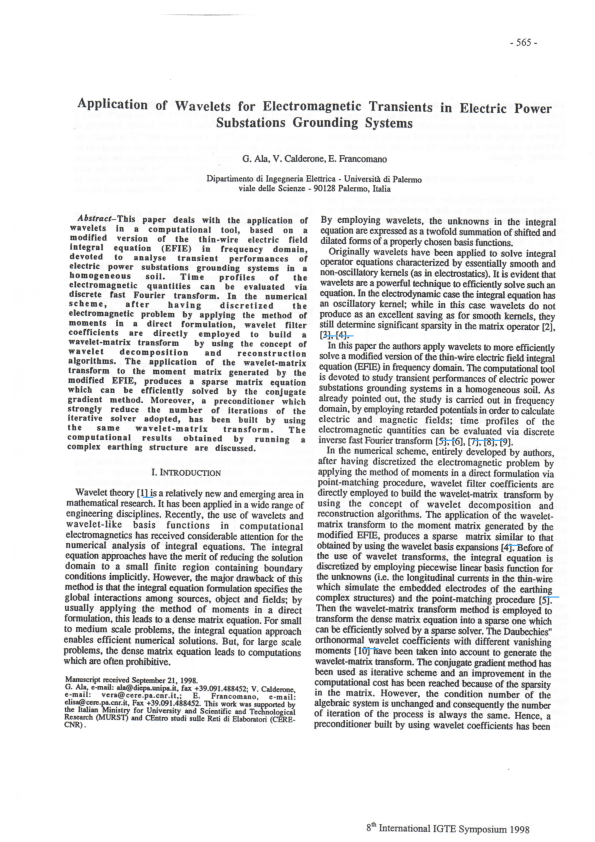 (PDF) Application of wavelets for electromagnetic transients in ...