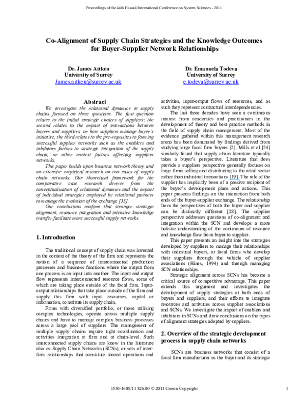 (PDF) Co-Alignment of Supply Chain Strategies and the Knowledge ...