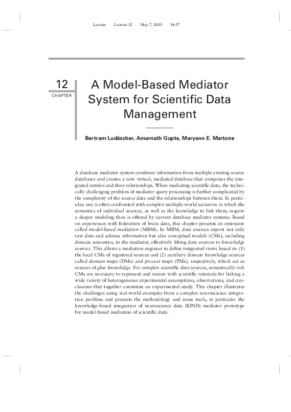 (PDF) A model-based mediator system for scientific data management
